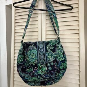 Vera Bradley Teal and Navy Paisley Shoulder Bag